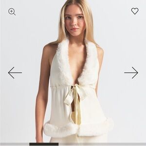 Skims Cloud halter top with Faux Fur trim